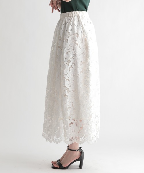 Andemiu(アンデミュウ)の「スカラレースフレアスカート948823(スカート・レディース・ホワイト/ブラック・FREE)」の12枚目の写真