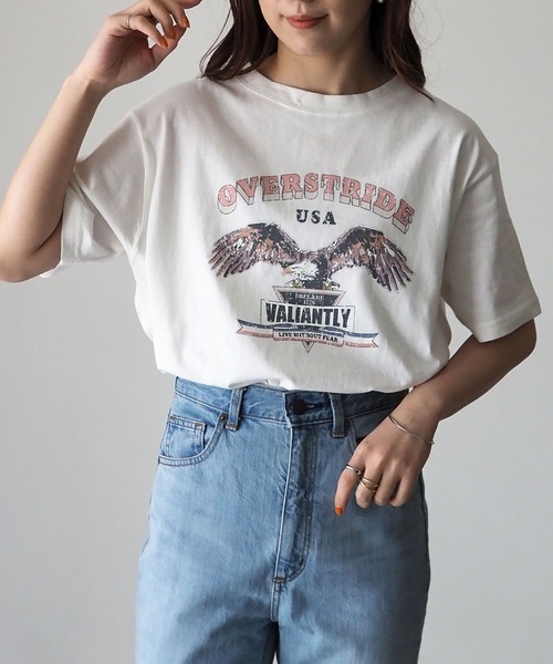 Riberry(リベリー)の「イーグルプリントコットンT(Tシャツ/カットソー・レディース・スミクロ/オフホワイト・FREE)」の1枚目の写真