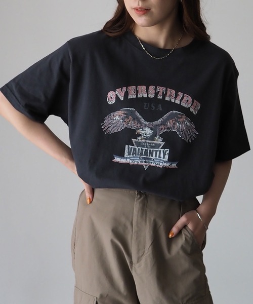 Riberry(リベリー)の「イーグルプリントコットンT(Tシャツ/カットソー・レディース・スミクロ/オフホワイト・FREE)」の2枚目の写真