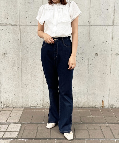 apres jour clair（アプレジュールクレア）の「【apres jour clair】シアーケープブラウス【ZOZOTOWN限定アイテム】（シャツ/ブラウス・レディース・ライトイエロー/オフホワイト/ピンクベージュ・X-LARGE/フリー）」の7枚目の写真