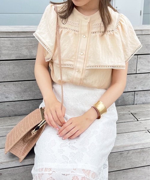 apres jour clair（アプレジュールクレア）の「【apres jour clair】シアーケープブラウス【ZOZOTOWN限定アイテム】（シャツ/ブラウス・レディース・ライトイエロー/オフホワイト/ピンクベージュ・X-LARGE/フリー）」の16枚目の写真