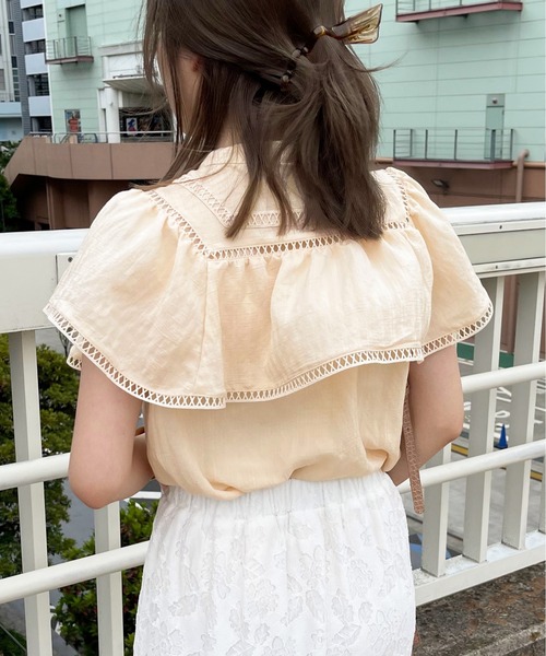 apres jour clair（アプレジュールクレア）の「【apres jour clair】シアーケープブラウス【ZOZOTOWN限定アイテム】（シャツ/ブラウス・レディース・ライトイエロー/オフホワイト/ピンクベージュ・X-LARGE/フリー）」の17枚目の写真