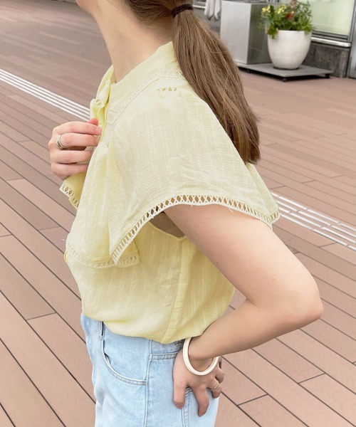 apres jour clair（アプレジュールクレア）の「【apres jour clair】シアーケープブラウス【ZOZOTOWN限定アイテム】（シャツ/ブラウス・レディース・ライトイエロー/オフホワイト/ピンクベージュ・X-LARGE/フリー）」の11枚目の写真