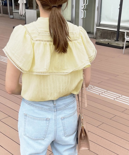 apres jour clair（アプレジュールクレア）の「【apres jour clair】シアーケープブラウス【ZOZOTOWN限定アイテム】（シャツ/ブラウス・レディース・ライトイエロー/オフホワイト/ピンクベージュ・X-LARGE/フリー）」の13枚目の写真