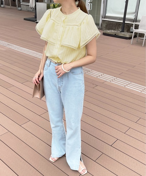 apres jour clair（アプレジュールクレア）の「【apres jour clair】シアーケープブラウス【ZOZOTOWN限定アイテム】（シャツ/ブラウス・レディース・ライトイエロー/オフホワイト/ピンクベージュ・X-LARGE/フリー）」の15枚目の写真