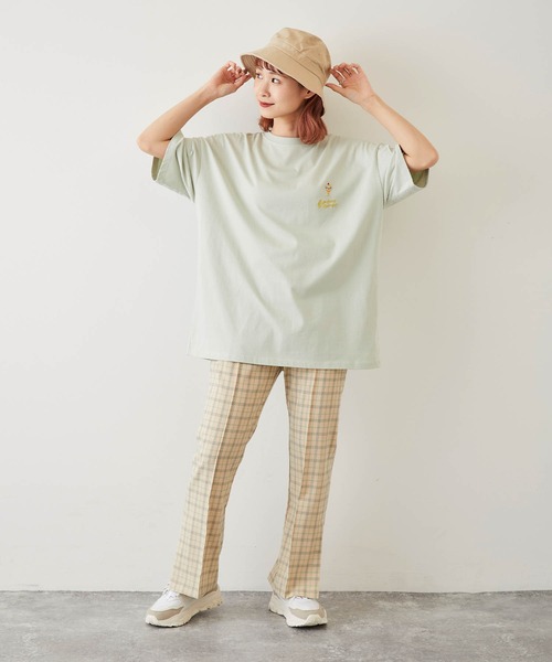 timecapsule（タイムカプセル）の「【timecapsule】「パフェと女の子」刺繍半袖ビッグTシャツ（Tシャツ/カットソー・レディース・ホワイト/ミント/ベージュ系その他/ライトベージュ・FREE）」の15枚目の写真