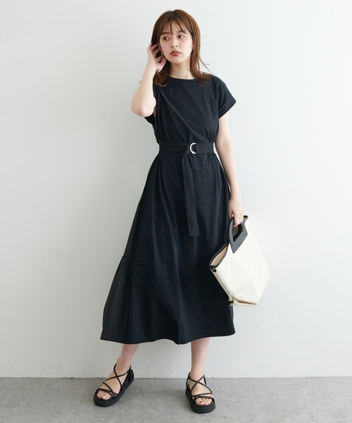 natural couture(ナチュラルクチュール)の「【WEB限定カラー有り】バックシャツティアードTワンピース(ワンピース・レディース・オフホワイト/ブラック/ベージュ/ブラウン/ミント/レッド・FREE)」の14枚目の写真