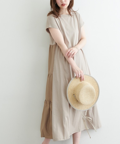 natural couture(ナチュラルクチュール)の「【WEB限定カラー有り】バックシャツティアードTワンピース(ワンピース・レディース・オフホワイト/ブラック/ベージュ/ブラウン/ミント/レッド・FREE)」の19枚目の写真