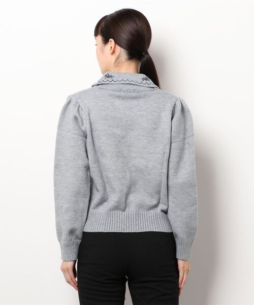 Clice de Paris（クリシェドゥパリス）の「K/衿刺しゅうニット②（ニット/セーター・レディース・ネイビー/グレー/オフホワイト・ONESIZE）」の5枚目の写真