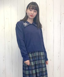 K/衿刺しゅうニット②