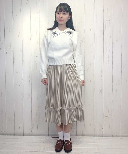 Clice de Paris（クリシェドゥパリス）の「K/衿刺しゅうニット②（ニット/セーター・レディース・ネイビー/グレー/オフホワイト・ONESIZE）」の13枚目の写真