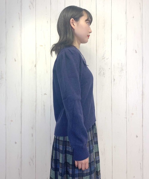 Clice de Paris（クリシェドゥパリス）の「K/衿刺しゅうニット②（ニット/セーター・レディース・ネイビー/グレー/オフホワイト・ONESIZE）」の10枚目の写真