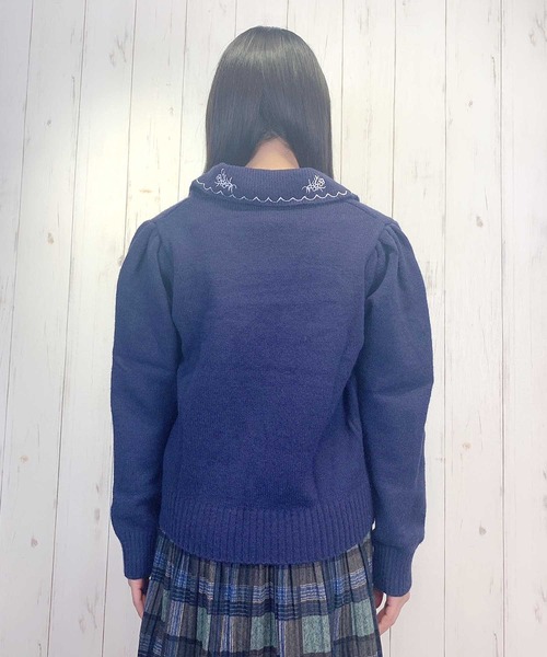 Clice de Paris（クリシェドゥパリス）の「K/衿刺しゅうニット②（ニット/セーター・レディース・ネイビー/グレー/オフホワイト・ONESIZE）」の9枚目の写真