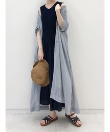 前開きボリュームギャザーワンピース