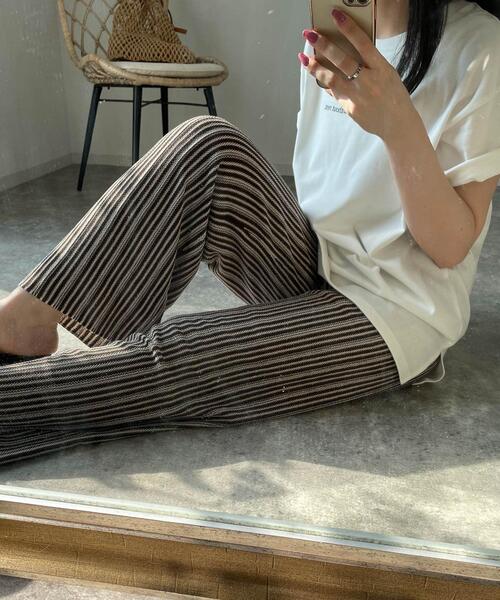 MLI'A(エムリア)の「ストライプワイドパンツ(その他パンツ・レディース・ブラウン/モカ・FREE)」の2枚目の写真