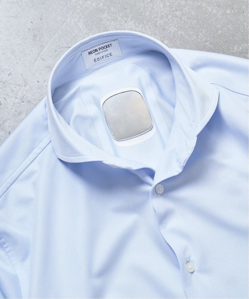 EDIFICE（エディフィス）の「ファンクションシャツ supported by REON POCKET（ビジネスシャツ・メンズ・ホワイト/サックスブルー・MEDIUM/LARGE/SMALL）」の3枚目の写真
