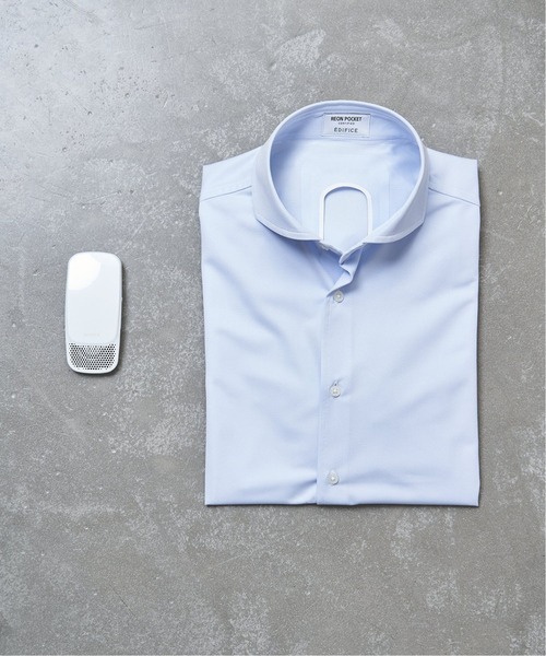 EDIFICE（エディフィス）の「ファンクションシャツ supported by REON POCKET（ビジネスシャツ・メンズ・ホワイト/サックスブルー・MEDIUM/LARGE/SMALL）」の4枚目の写真