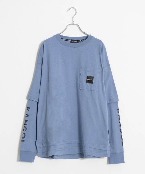 KANGOL（カンゴール）の「【EC別注】KANGOL/カンゴール ワンポイント ロゴ 胸ポケット付き レイヤード ビックシルエット 長袖 Tシャツ（Tシャツ/カットソー・メンズ・ホワイト/ブラック/モカ/ブルー系その他/グレイッシュベージュ/ブルー系その他2/ダークグリーン・LL/M/L）」の6枚目の写真