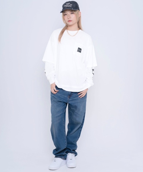 KANGOL（カンゴール）の「【EC別注】KANGOL/カンゴール ワンポイント ロゴ 胸ポケット付き レイヤード ビックシルエット 長袖 Tシャツ（Tシャツ/カットソー・メンズ・ホワイト/ブラック/モカ/ブルー系その他/グレイッシュベージュ/ブルー系その他2/ダークグリーン・LL/M/L）」の20枚目の写真