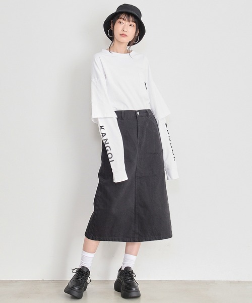 KANGOL（カンゴール）の「【EC別注】KANGOL/カンゴール ワンポイント ロゴ 胸ポケット付き レイヤード ビックシルエット 長袖 Tシャツ（Tシャツ/カットソー・メンズ・ホワイト/ブラック/モカ/ブルー系その他/グレイッシュベージュ/ブルー系その他2/ダークグリーン・LL/M/L）」の10枚目の写真