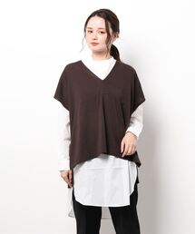 TITE IN THE STORE | バンドカラーシャツ×ニットベストセット(シャツ/ブラウス)