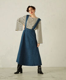 NOLLEY’S | サスペンダーデニムロングフレアスカート(デニムスカート)