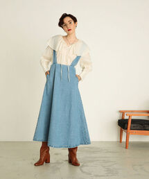 NOLLEY’S | サスペンダーデニムロングフレアスカート(デニムスカート)
