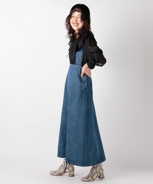 NOLLEY’S（ノーリーズ）の「サスペンダーデニムロングフレアスカート（デニムスカート・レディース・ライトブルー/インディゴブルー・FREE）」の9枚目の写真