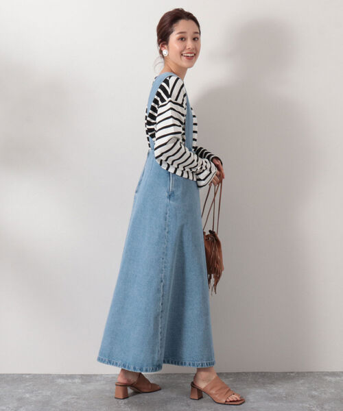 NOLLEY’S（ノーリーズ）の「サスペンダーデニムロングフレアスカート（デニムスカート・レディース・ライトブルー/インディゴブルー・FREE）」の16枚目の写真