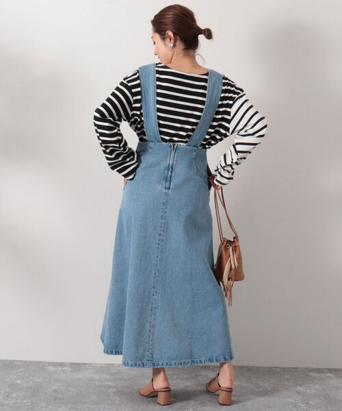 NOLLEY’S（ノーリーズ）の「サスペンダーデニムロングフレアスカート（デニムスカート・レディース・ライトブルー/インディゴブルー・FREE）」の12枚目の写真