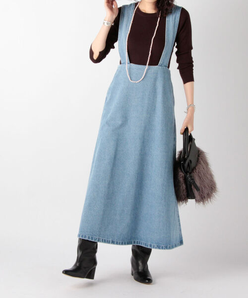 NOLLEY’S（ノーリーズ）の「サスペンダーデニムロングフレアスカート（デニムスカート・レディース・ライトブルー/インディゴブルー・FREE）」の22枚目の写真