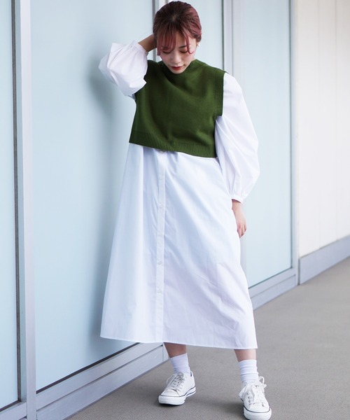 DuKKah(デュカ)の「Dukkah/【低身長向け】ショートニットベスト(ベスト・レディース・オレンジ系その他/グリーン/ホワイト系その他/ブラック/その他1/その他2・XS/X-SMALL)」の4枚目の写真