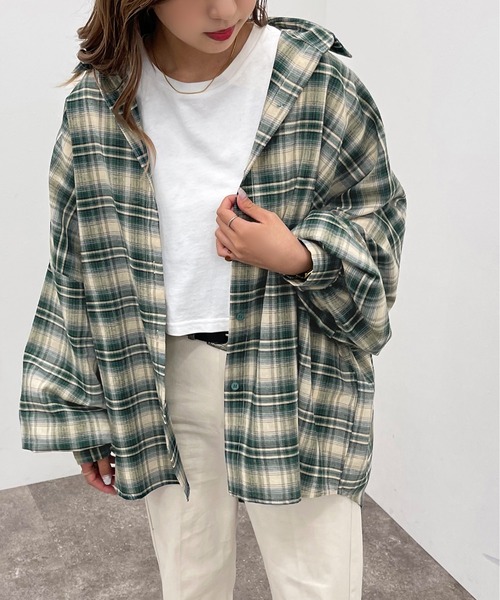 apres jour mignon（アプレジュールミニョン）の「チェックルーズシャツ【ZOZOTOWN限定アイテム】（シャツ/ブラウス・レディース・ネイビー/グリーン/ボルドー・フリー/X-LARGE）」の18枚目の写真