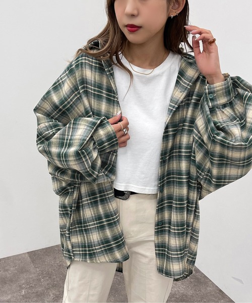 apres jour mignon（アプレジュールミニョン）の「チェックルーズシャツ【ZOZOTOWN限定アイテム】（シャツ/ブラウス・レディース・ネイビー/グリーン/ボルドー・フリー/X-LARGE）」の19枚目の写真