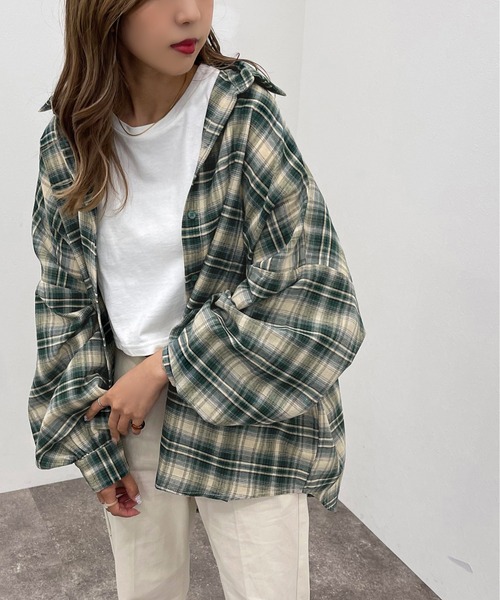 apres jour mignon（アプレジュールミニョン）の「チェックルーズシャツ【ZOZOTOWN限定アイテム】（シャツ/ブラウス・レディース・ネイビー/グリーン/ボルドー・フリー/X-LARGE）」の20枚目の写真