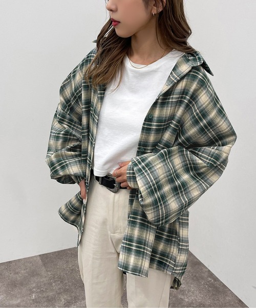 apres jour mignon（アプレジュールミニョン）の「チェックルーズシャツ【ZOZOTOWN限定アイテム】（シャツ/ブラウス・レディース・ネイビー/グリーン/ボルドー・フリー/X-LARGE）」の21枚目の写真