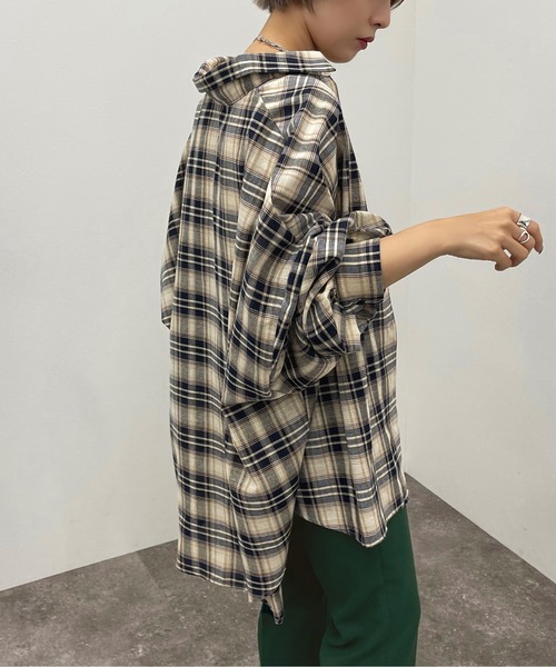 apres jour mignon（アプレジュールミニョン）の「チェックルーズシャツ【ZOZOTOWN限定アイテム】（シャツ/ブラウス・レディース・ネイビー/グリーン/ボルドー・フリー/X-LARGE）」の8枚目の写真