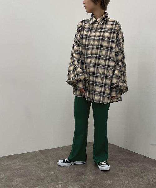 apres jour mignon（アプレジュールミニョン）の「チェックルーズシャツ【ZOZOTOWN限定アイテム】（シャツ/ブラウス・レディース・ネイビー/グリーン/ボルドー・フリー/X-LARGE）」の13枚目の写真