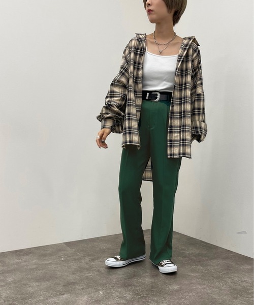 apres jour mignon（アプレジュールミニョン）の「チェックルーズシャツ【ZOZOTOWN限定アイテム】（シャツ/ブラウス・レディース・ネイビー/グリーン/ボルドー・フリー/X-LARGE）」の9枚目の写真