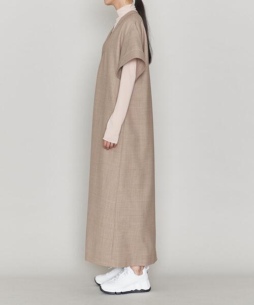 ASTRAET（アストラット）の「＜ASTRAET（アストラット）＞W/PE Vネック マキシワンピース（ワンピース・レディース・ベージュ/ダークグレー・FREE）」の9枚目の写真