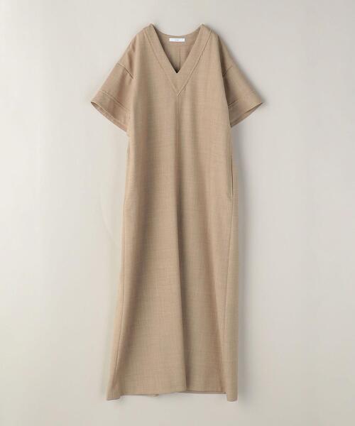 ASTRAET（アストラット）の「＜ASTRAET（アストラット）＞W/PE Vネック マキシワンピース（ワンピース・レディース・ベージュ/ダークグレー・FREE）」の5枚目の写真