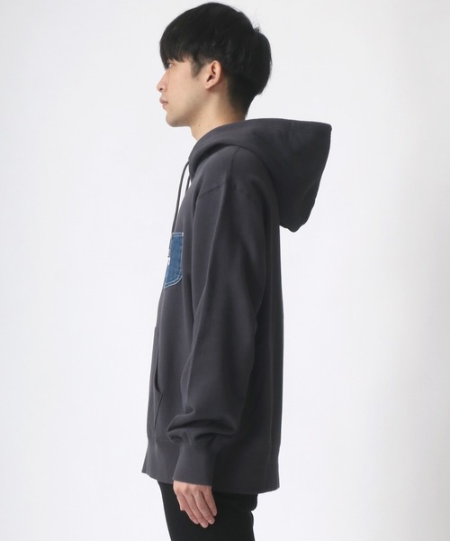 Lee（リー）の「Lee/リー デニムポケット ワンポイント ピスネームロゴ スウェット パーカー（パーカー・メンズ・ライトグレー/ブラック/ベージュ/ブルー・S/M/L/XL）」の17枚目の写真