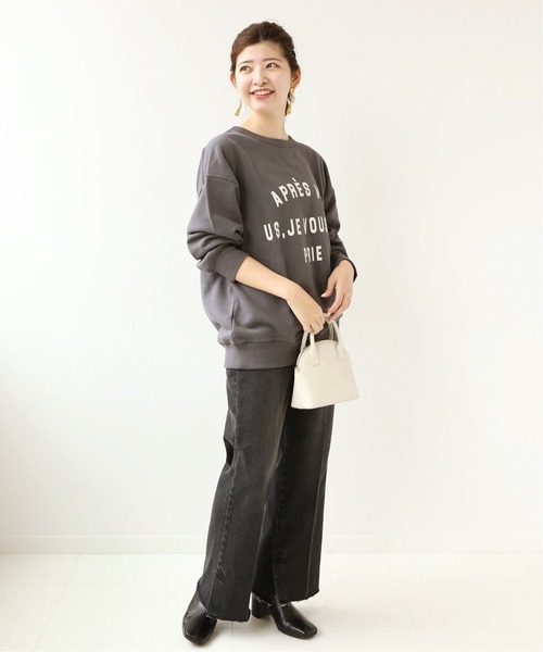 Simplicite（サンプリシテ）の「ドルマンカレッジプリント◆（Tシャツ/カットソー・レディース・ホワイト/ブラック/ネイビー・FREE）」の6枚目の写真