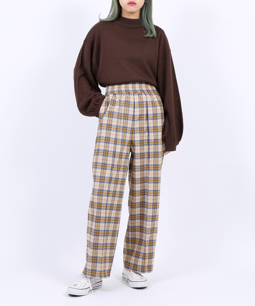 PUNYUS（プニュズ）の「チェック柄イージーパンツ（その他パンツ・レディース・ベージュ/イエロー/ブルー/グリーン・1/2/4/3）」の11枚目の写真