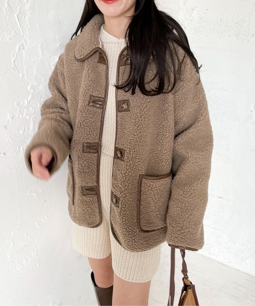 EPIMI E'PIMMY（エピミエピミー）の「ステンカラーボアコート（その他アウター・レディース・ベージュ/オフホワイト/モカ・MEDIUM）」の2枚目の写真