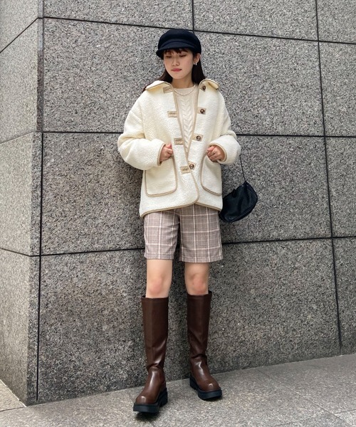 EPIMI E'PIMMY（エピミエピミー）の「ステンカラーボアコート（その他アウター・レディース・ベージュ/オフホワイト/モカ・MEDIUM）」の5枚目の写真