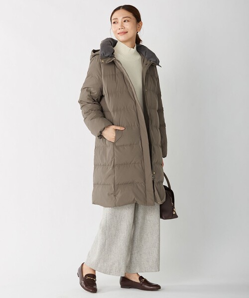 J.PRESS Ladies(J.プレス レディス)の「【制電加工付き】ブラッシュドマルチポリ ロング ダウンコート(ダウンジャケット/コート・レディース・ダークブラウン系/ブラウン系/ネイビー系・XS)」の9枚目の写真