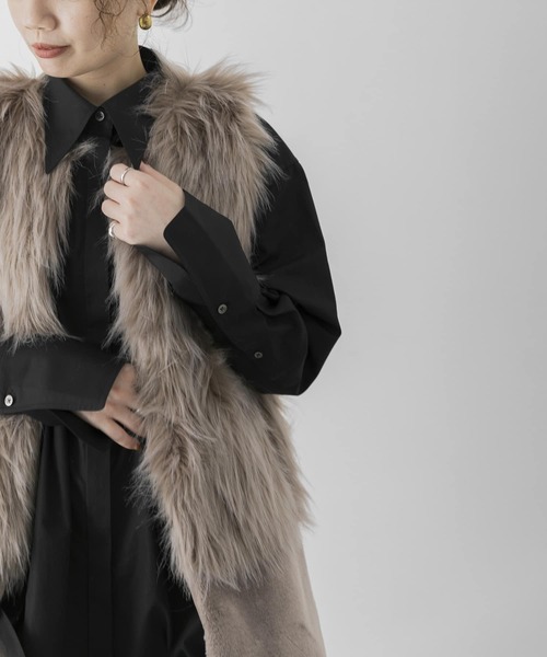 ADAWAS（アダワズ）の「ADAWAS　ECO FUR GILET（ベスト・レディース・ベージュ/ブラウン・FREE）」の3枚目の写真