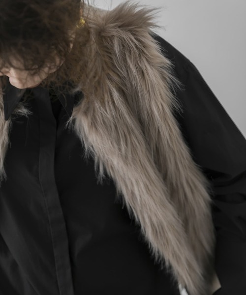ADAWAS（アダワズ）の「ADAWAS　ECO FUR GILET（ベスト・レディース・ベージュ/ブラウン・FREE）」の5枚目の写真