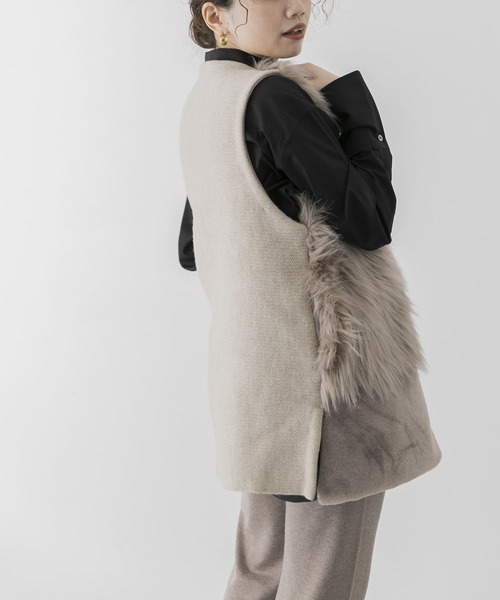 ADAWAS（アダワズ）の「ADAWAS　ECO FUR GILET（ベスト・レディース・ベージュ/ブラウン・FREE）」の8枚目の写真
